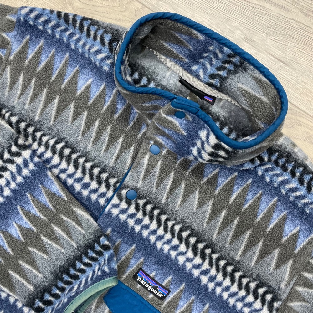 Patagonia Synchilla Snap-T Fleece Pullover Mens Medium Blue Aztec Geometric Gorp